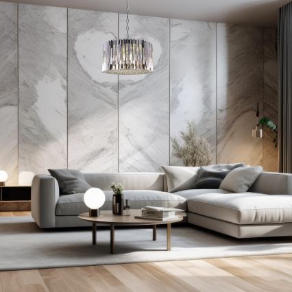 Luster na lancu RITZ 12xE14/40W/230V prečnik 54 cm sjajni hrom