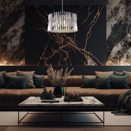 Luster na lancu RITZ 12xE14/40W/230V prečnik 54 cm sjajni hrom