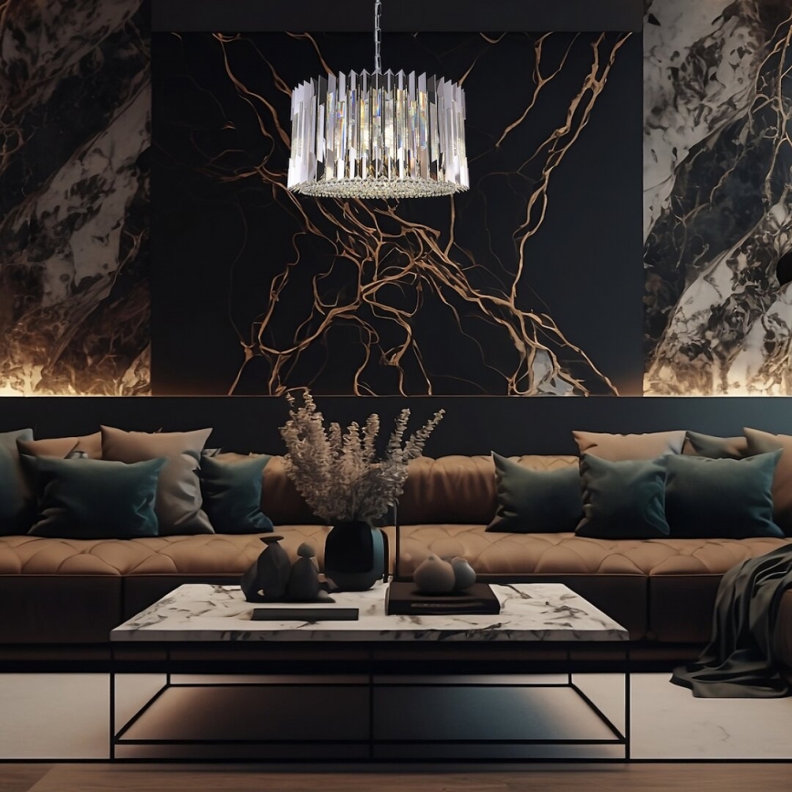 Luster na lancu RITZ 12xE14/40W/230V prečnik 54 cm sjajni hrom