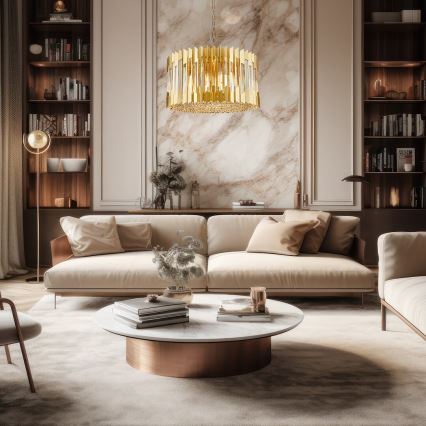 Luster na lancu RITZ 12xE14/40W/230V prečnik 54 cm zlatna