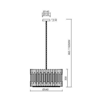 Luster na lancu RITZ 12xE14/40W/230V prečnik 54 cm zlatna