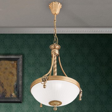 Luster na lancu ROCCA 3xE27/60W/230V prečnik 32 cm bronza/bela