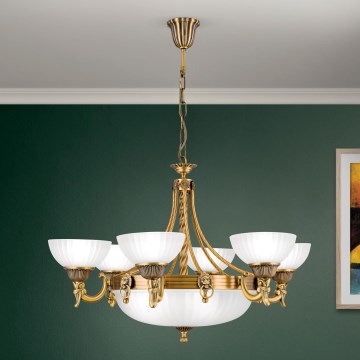 Luster na lancu ROCCA 9xE27/60W/230V, prečnik 75 cm, bronza/bela