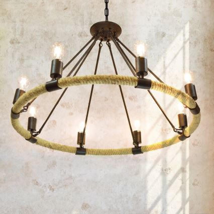 Luster na lancu ROPE ARTHUR 8xE27/20W/230V