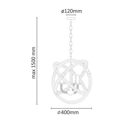 Luster na lancu ROPE GLOBO 3xE14/10W/230V