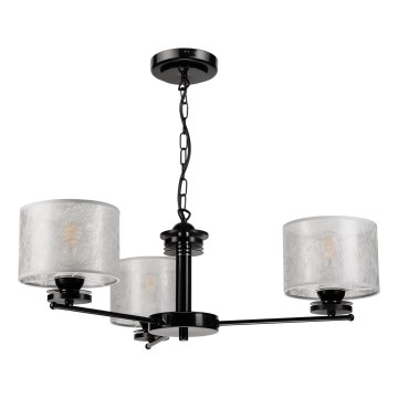 Luster na lancu ROSA 3xE27/60W/230V crna/siva