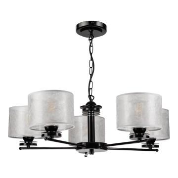 Luster na lancu ROSA 5xE27/60W/230V crna/siva
