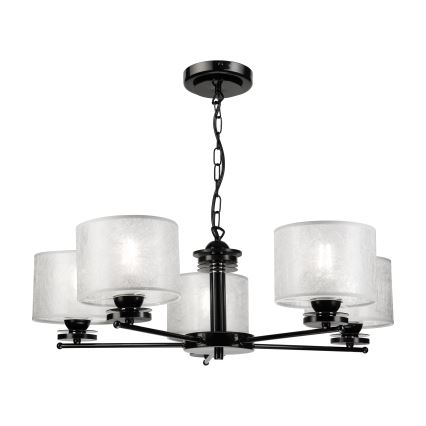 Luster na lancu ROSA 5xE27/60W/230V crna/siva