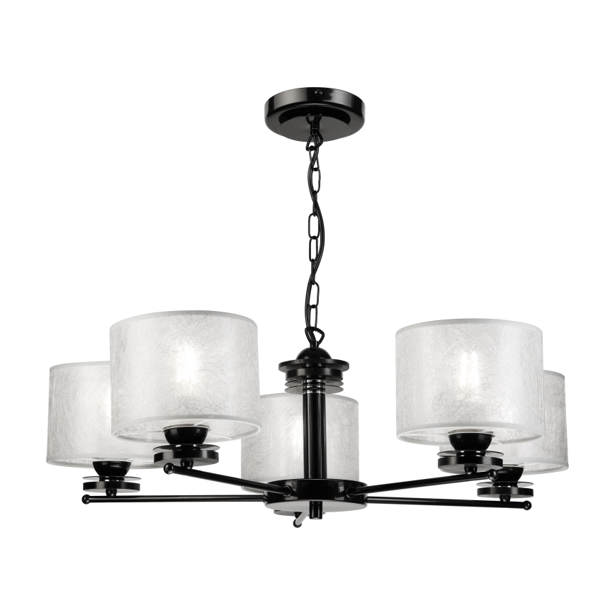 Luster na lancu ROSA 5xE27/60W/230V crna/siva