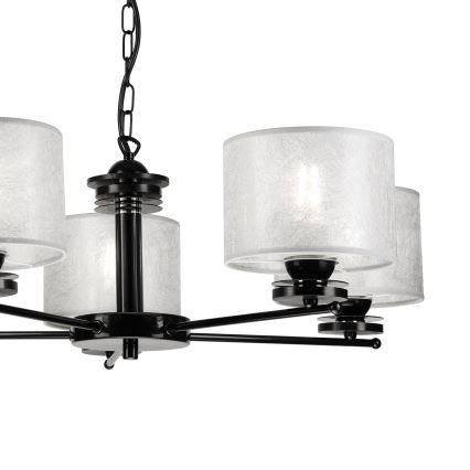 Luster na lancu ROSA 5xE27/60W/230V crna/siva