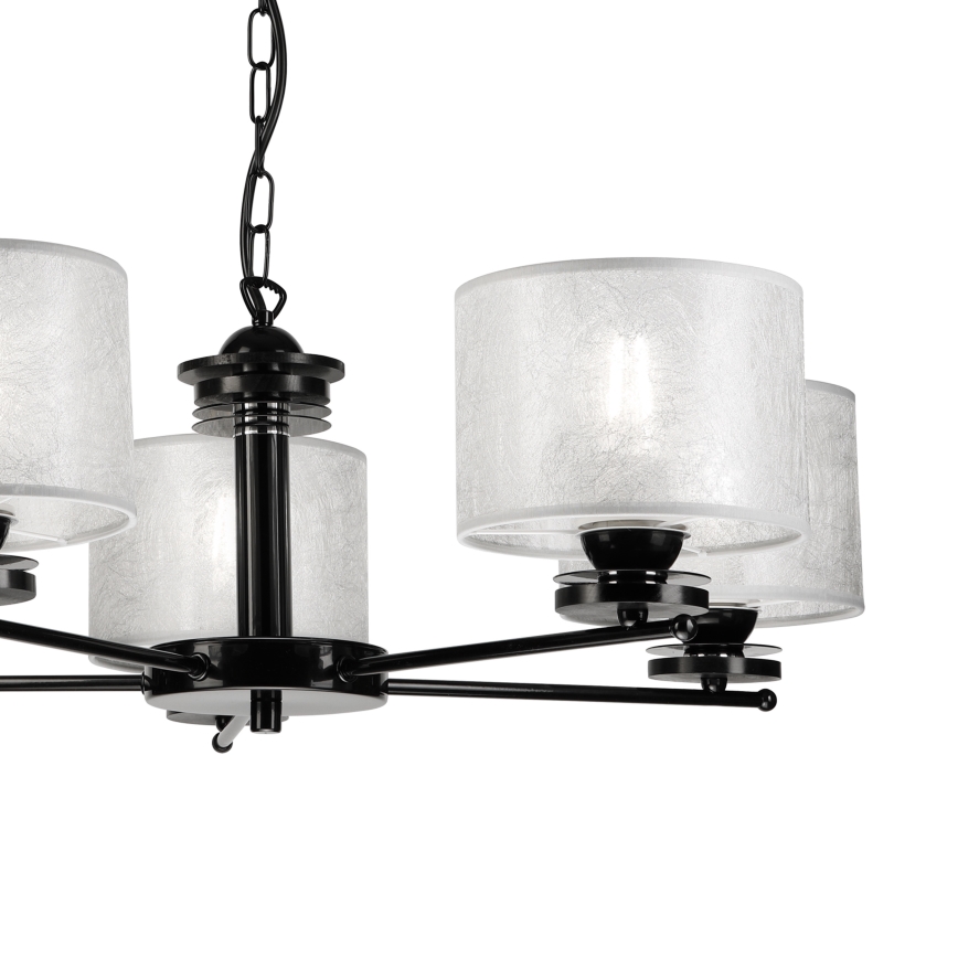 Luster na lancu ROSA 5xE27/60W/230V crna/siva