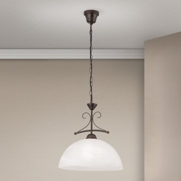 Luster na lancu RULA 1xE27/40W/230V prečnik 35 cm bela/bronza
