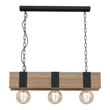 Luster na lancu SODER 3xE27/60W/230V borovina