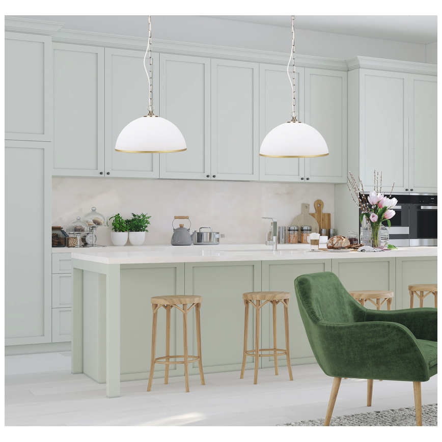 Luster na lancu SUGAR 1xE27/60W/230V bela/zlatna
