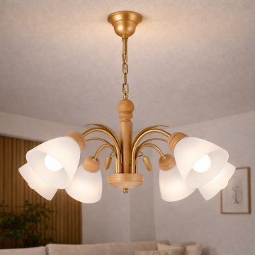 Luster na lancu TULIPAN 5xE27/60W/230V hrast