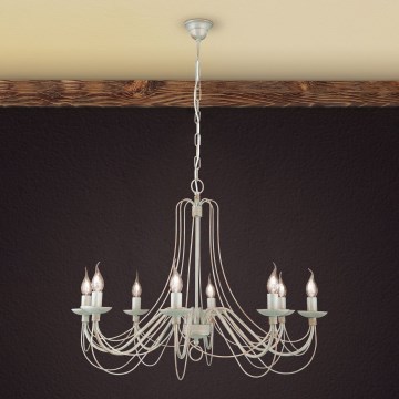 Luster na lancu VELA 8xE14/40W/230V prečnik 80 cm bela/zlatna/patina