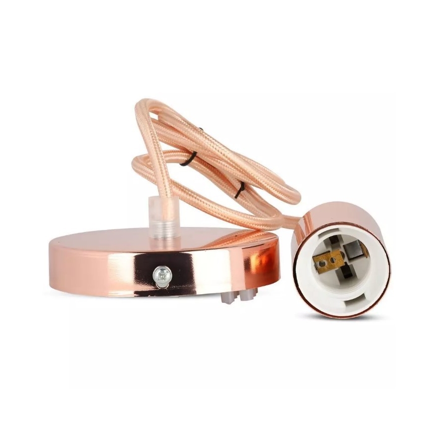 Luster na lanku 1xE27/60W/230V roze zlato