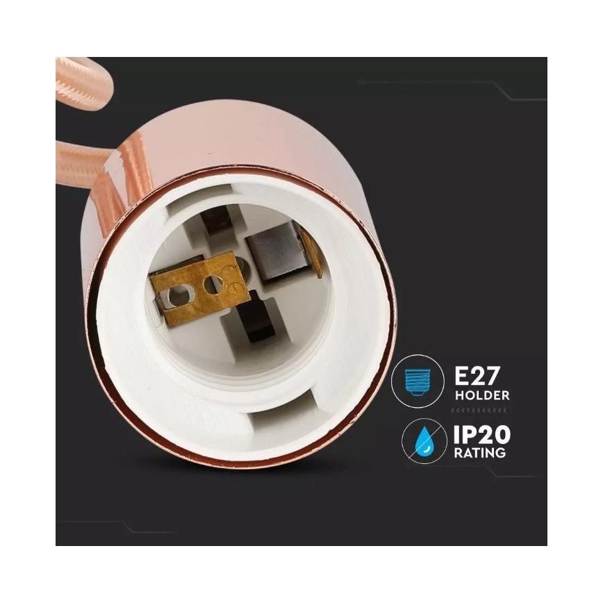 Luster na lanku 1xE27/60W/230V roze zlato