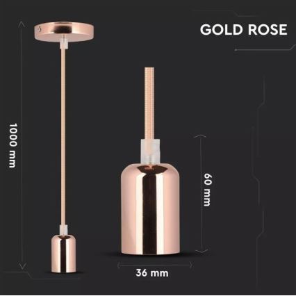 Luster na lanku 1xE27/60W/230V roze zlato