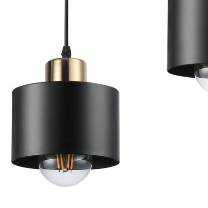 Luster na lanku 3xE27/35W/230V crna/zlatna