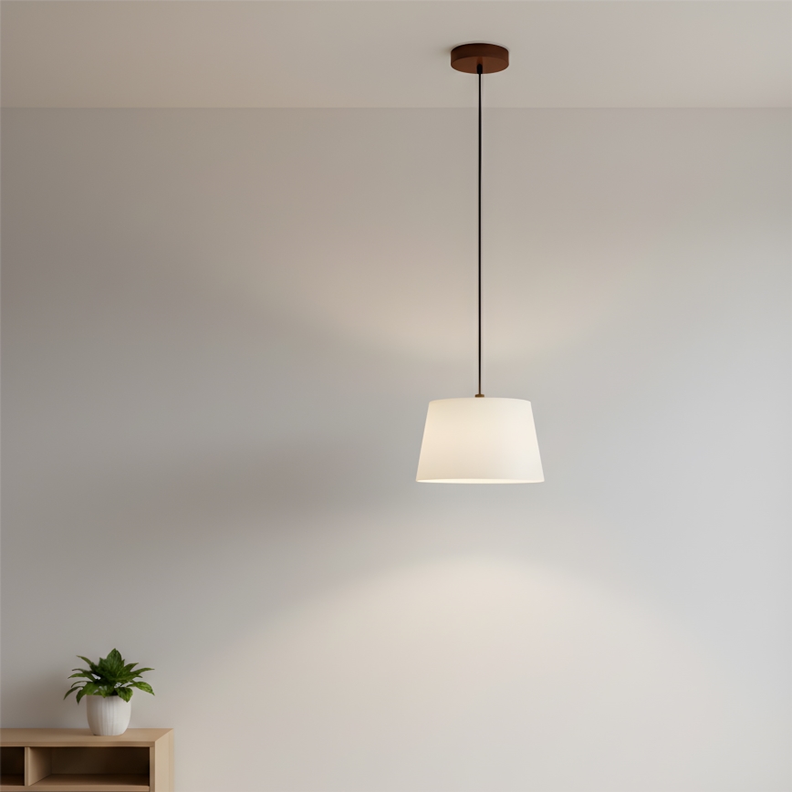 Luster na lanku AIDA 1xE27/60W/230V prečnik 25 cm hrast/orah/bela