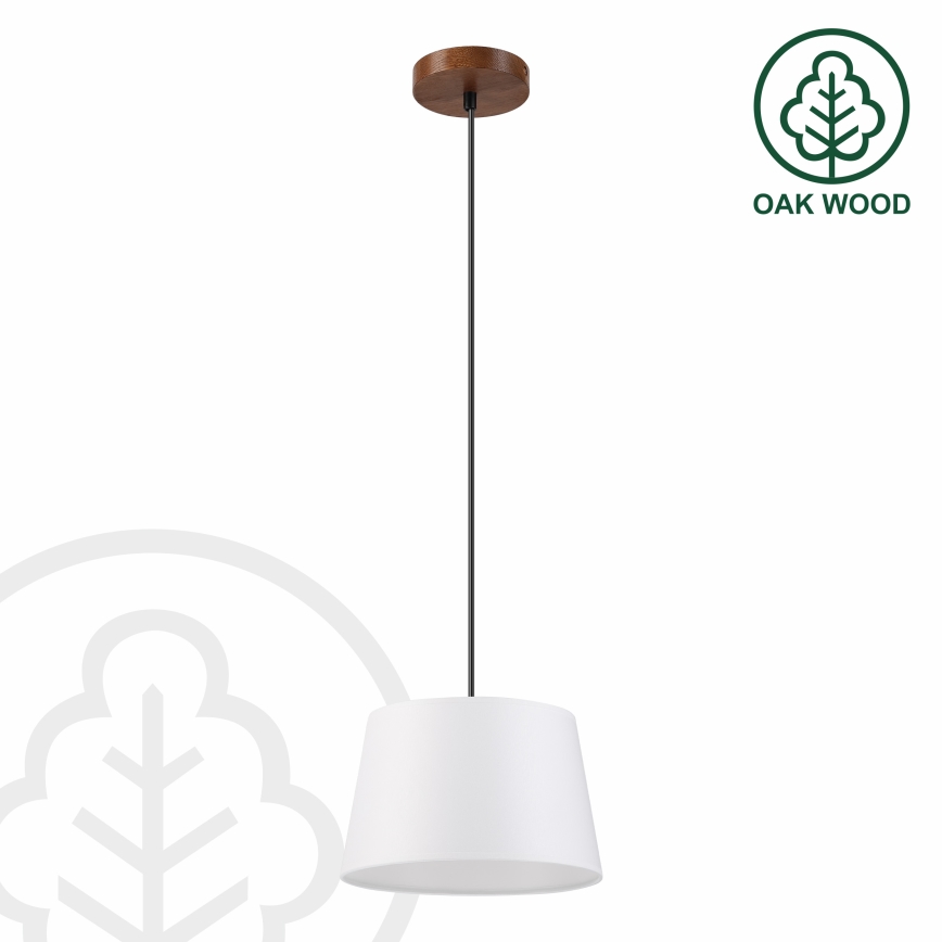Luster na lanku AIDA 1xE27/60W/230V prečnik 25 cm hrast/orah/bela