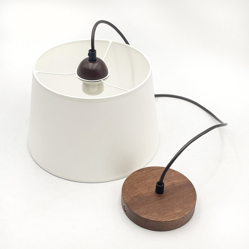 Luster na lanku AIDA 1xE27/60W/230V prečnik 25 cm hrast/orah/bela