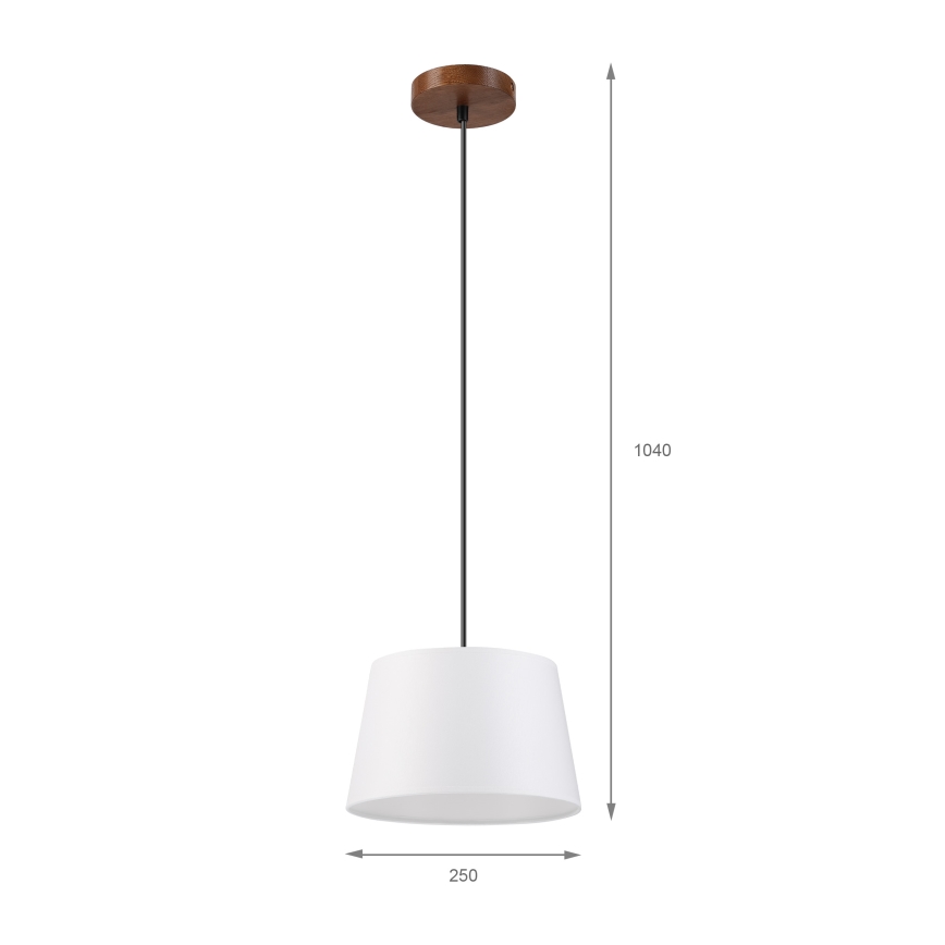 Luster na lanku AIDA 1xE27/60W/230V prečnik 25 cm hrast/orah/bela