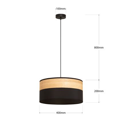 Luster na lanku ALBA 1xE27/15W/230V prečnik 40 cm crna/smeđa