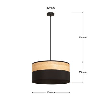 Luster na lanku ALBA 1xE27/15W/230V prečnik 45 cm crna/braon