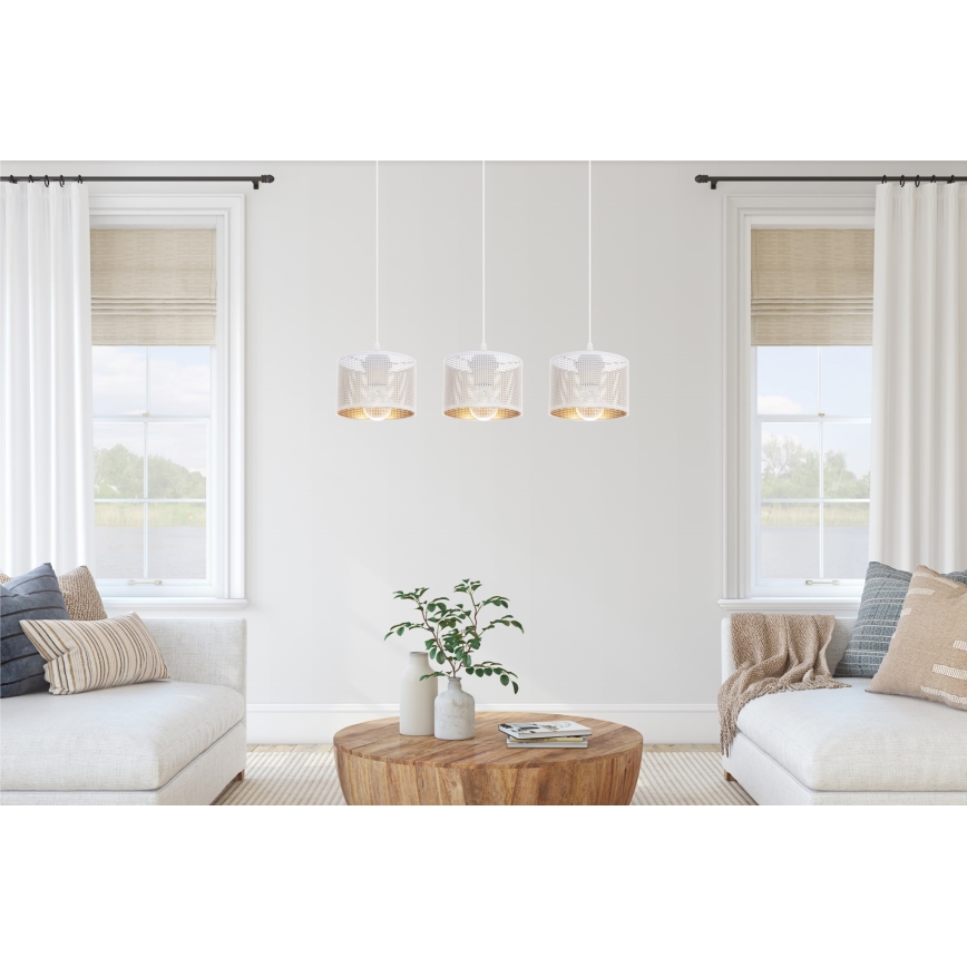 Luster na lanku ALDO 3xE27/60W/230V bela