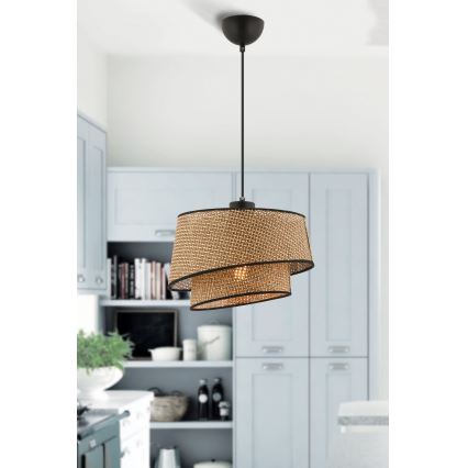 Luster na lanku BARETTE 1xE27/60W/230V braon/crna