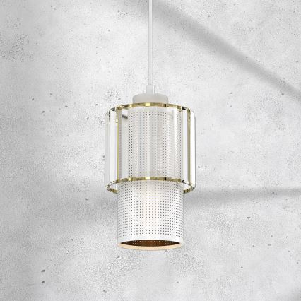 Luster na lanku BLANCO 1xE27/60W/230V bela