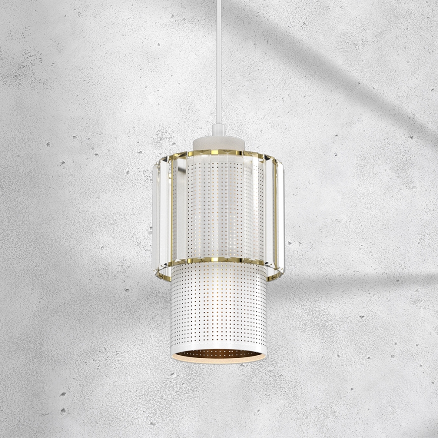 Luster na lanku BLANCO 1xE27/60W/230V bela