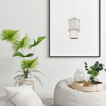 Luster na lanku BLANCO 1xE27/60W/230V bela