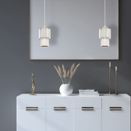 Luster na lanku BLANCO 1xE27/60W/230V bela