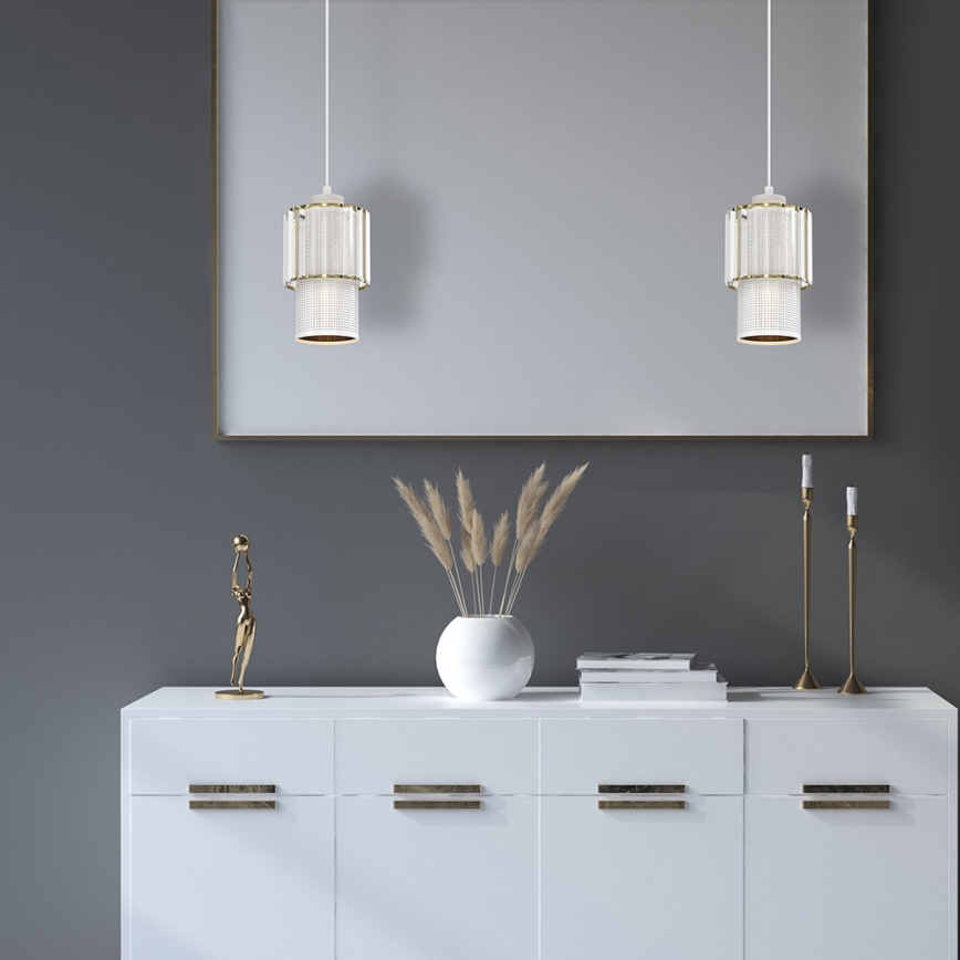 Luster na lanku BLANCO 1xE27/60W/230V bela