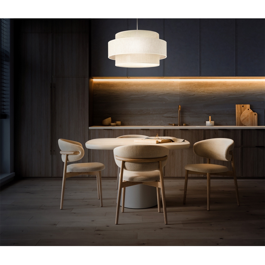 Luster na lanku BOHO 1xE27/60W/230V prečnik 40 cm krem/juta