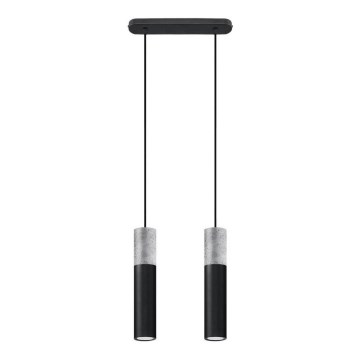 Luster na lanku BORGIO 2xGU10/40W/230V beton/metal crna