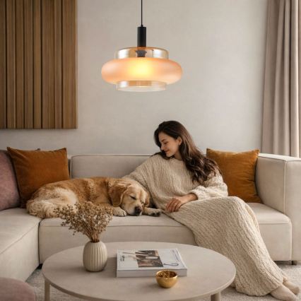 Luster na lanku BRIZI 1xE27/40W/230V bež/zadimljena