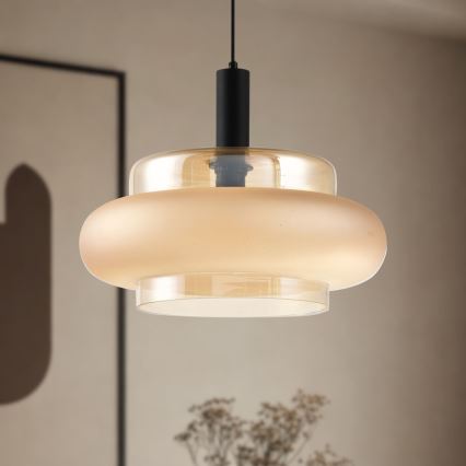 Luster na lanku BRIZI 1xE27/40W/230V bež/zadimljena
