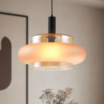 Luster na lanku BRIZI 1xE27/40W/230V bež/zadimljena
