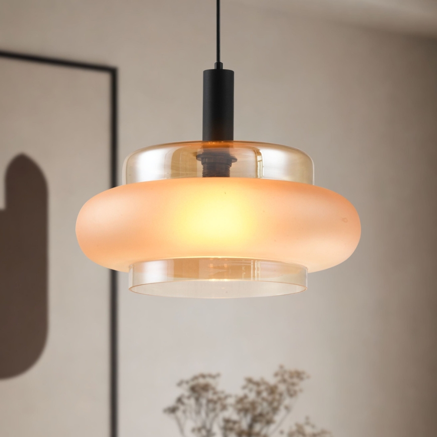 Luster na lanku BRIZI 1xE27/40W/230V bež/zadimljena