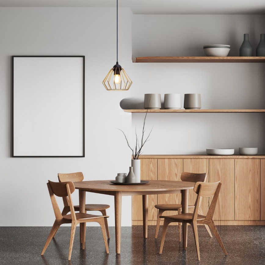 Luster na lanku CEED GOLD 1xE27/60W/230V Ø 17,5 cm crna/zlatna