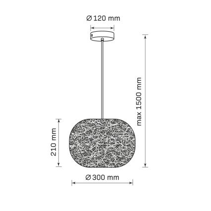 Luster na lanku CLEA 1xE27/20W/230V, prečnik 30 cm, antracit