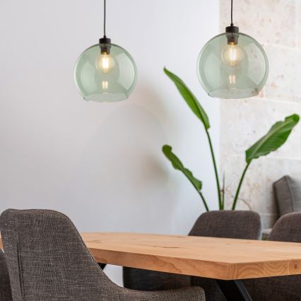 Luster na lanku CUBUS 1xE27/15W/230V crna/zadimljena zelena