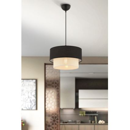Luster na lanku ECHO 1xE27/60W/230V crna/krem