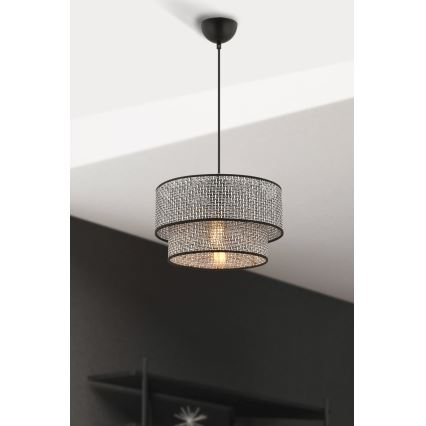 Luster na lanku ECHO 1xE27/60W/230V siva/crna