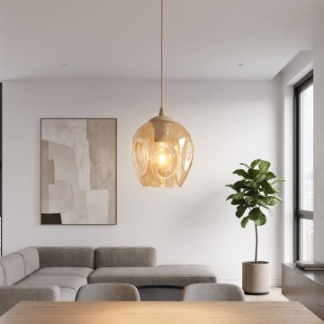 Luster na lanku ISTAR 1xE27/15W/230V prečnik 14 cm bež/zadimljeno bež