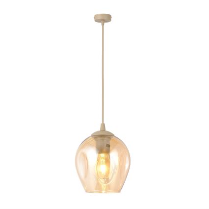Luster na lanku ISTAR 1xE27/15W/230V prečnik 14 cm bež/zadimljeno bež